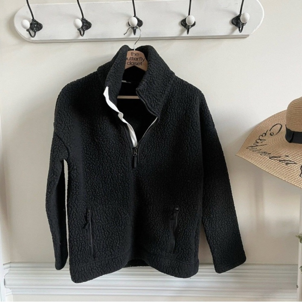 J. Crew Polartec Half Zip Fleece Pullover Womens XS Black K6370